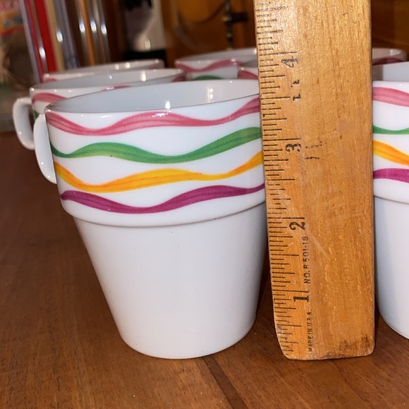 RETRO 6 PCS CAPPUCCINO SET STACKABLE CUPS WITH WIRE RACK - Picture 5 of 8